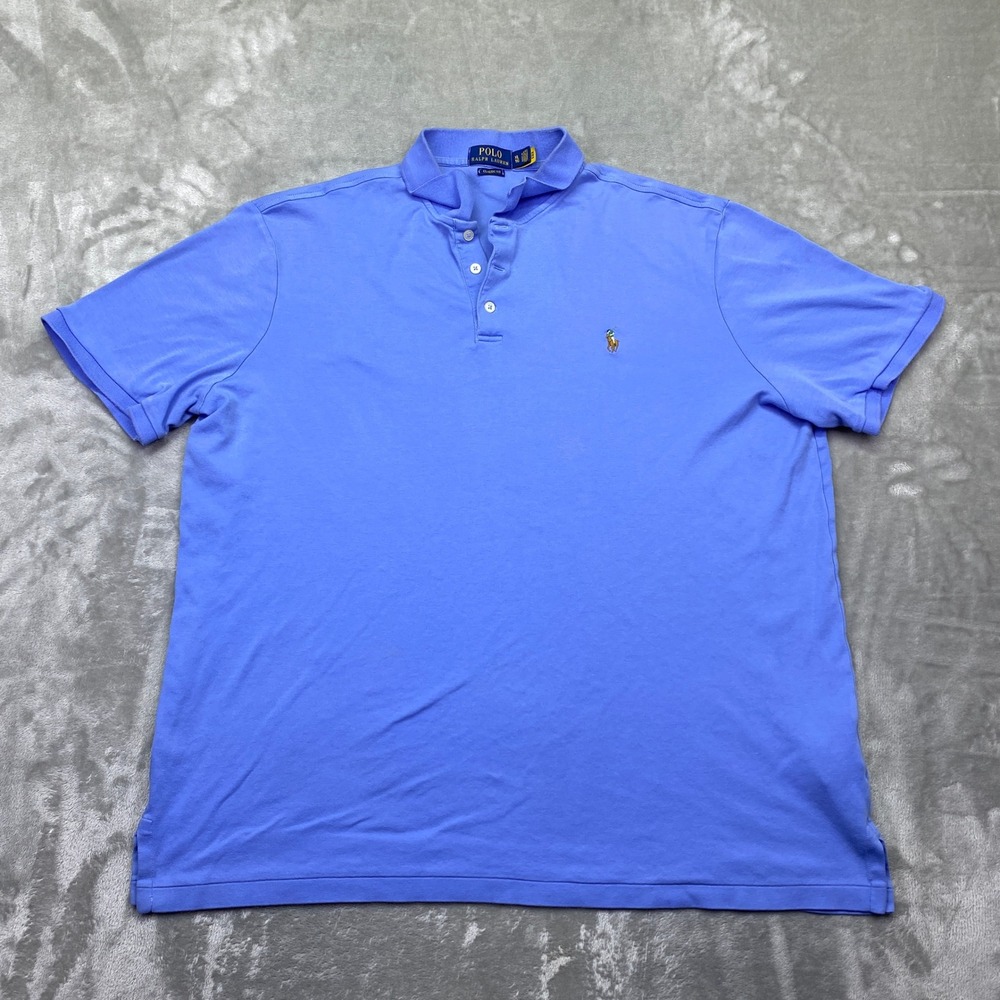 Ralph Lauren Polo Shirt Classic Fit Periwinkle Blue Mens XL Flesh Pony Golf